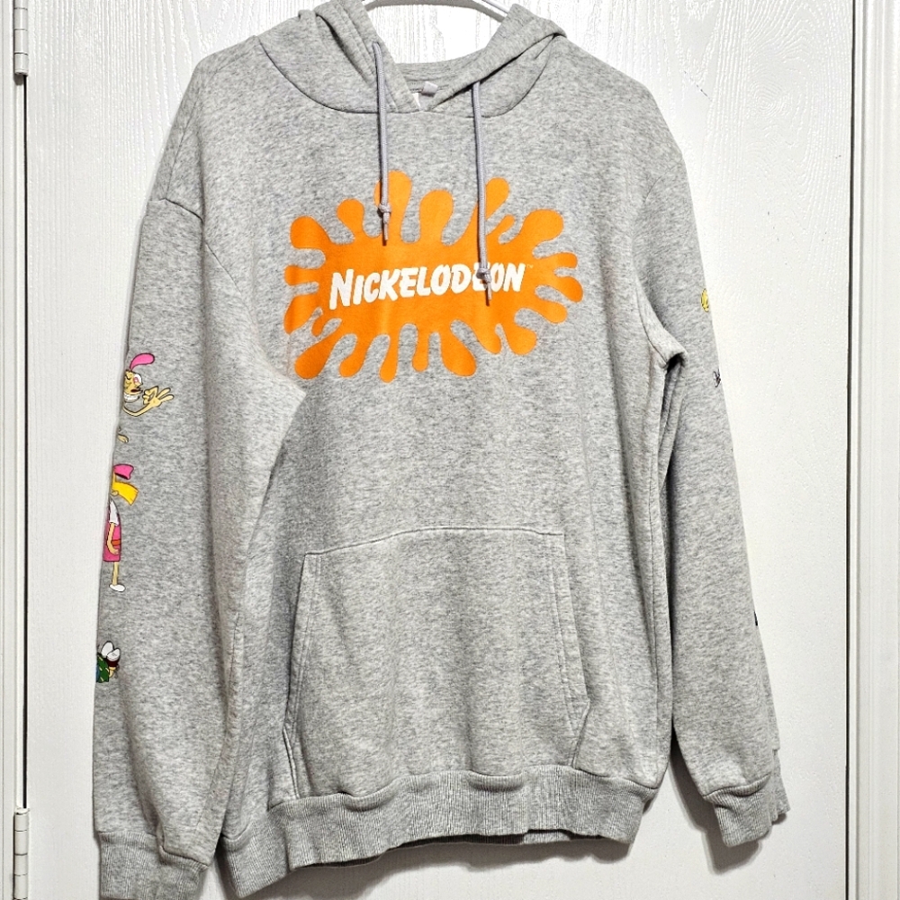 Nickelodeon 90s Cartoons Hoodie Sweatshirt Gray Size Large